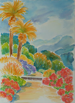 Weg mit Palmen